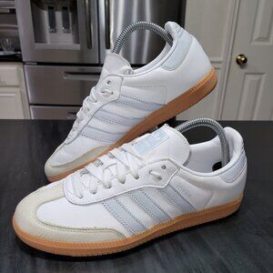 Adidas Originals Samba OG Sneakers Women's Size 8 White Halo Blue Tan Gum IE0877